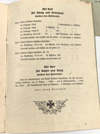 "125 Jahrfeier des ehemaligen königlich preußischen Garde-Schützen-Bataillons 1339" Progammheft und Rundschreiben