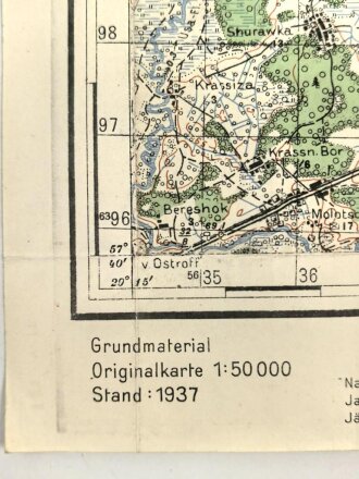 "Russlandkarte - Truppenausgabe von 1942", Maße: 35 x 45 cm