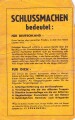 Alliiertes Flugblatt "Schlussmachen bedeutet/Weitermachen bedeutet" ZG 119, stark gebraucht, ca. DIN A5
