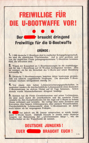 Alliiertes Flugblatt "Das Leben eines U-Bootmanns" G.9x, ca. DIN A5