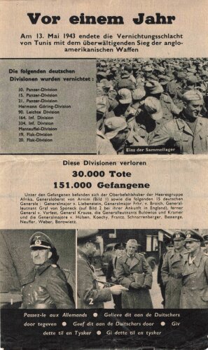 Alliiertes Flugblatt "Vor einem Jahr / und heute...