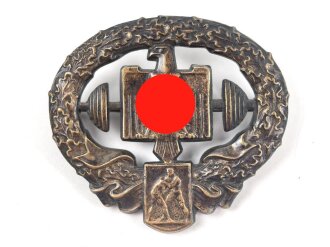 Deutsches Schwerathleten Sportabzeichen 2. Modell in Bronze , ohne Hersteller, guter Zustand