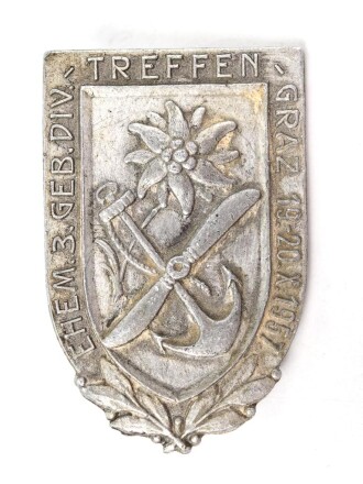 Deutschland nach 1945, Leichtmetallabzeichen " Ehemalige 3. Gebirgs Division Treffen  Graz 1957"