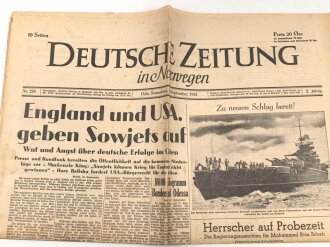 "Deutsche Zeitung in Norwegen - England und USA geben Sowjets auf" 20. September 1941, nicht vollständig 4 Seiten