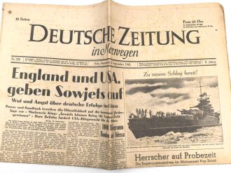 "Deutsche Zeitung in Norwegen - England und USA geben Sowjets auf" 20. September 1941, 10 Seiten
