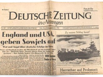 "Deutsche Zeitung in Norwegen - England und USA geben Sowjets auf" 20. September 1941, nicht vollständig 6 Seiten