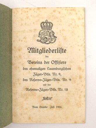 "Mitgliederliste des Vereins der Offiziere des...