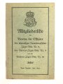 "Mitgliederliste des Vereins der Offiziere des ehemailgen Lauenburgischen Jäger-Btls Nr. 9", datiert 1924, ca. DIN A5