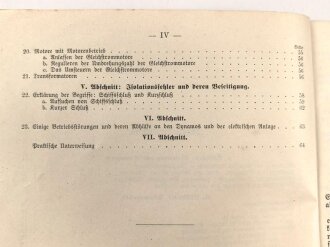 Kaiserliche Marine "Elektrotechnik - Leitfaden für die Divisionsschule der Werftdivisionen", datiert 1908, über DIN A5