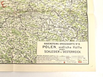 1.Weltkrieg "Ravensteins Deutsche Kriegskarten: Polen. südliche Hälfte gegen Schlesien und Österreich" Maße: 110 x 82 cm