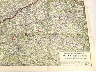 1.Weltkrieg "Ravensteins Deutsche Kriegskarten: Polen. südliche Hälfte gegen Schlesien und Österreich" Maße: 110 x 82 cm