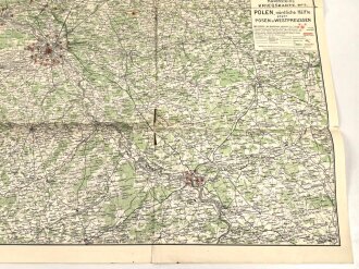 1.Weltkrieg"Ravensteins Deutsche Kriegskarten: Polen. nördliche Hälfte gegen Polen und Westpreußen" Maße: 110 x 81 cm