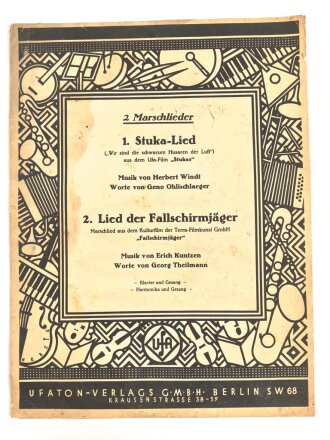 "2 Marschlieder: Stuka Lied und Lied der Fallschirmjäger" gebraucht, über DIN A4