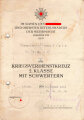 Besitzzeugnis eines Obergefreiten der 7./Pz. A. R. 33 über ein Kriegsverdienstkreuz 2. Klasse mit Schwertern, ausgestellt in Afrika 14. Januar 1943, dazu ein Trägerfoto