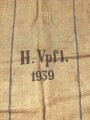 Grosser Sack für Heeresverpflegung der Wehrmacht. Datiert 1939, gebraucht