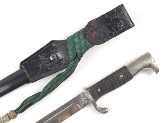 Extraseitengewehr KS98 für einen Unteroffizier des Heeres. Guter Zustand, im Lacklederkoppelschuh mit Seitengewehrtroddel