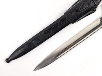 Extraseitengewehr KS98 Wehrmacht. Guter Gesamtzustand, saubere Klinge von Claas Solingen. Im Lacklederkoppelschuh, dieser auf einer Seite leicht ausgerissen