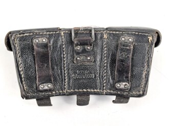 Patronentasche zum K98 Wehrmacht ( für 6 Ladestreifen) Getragenes Stück mit Reichsbetriebsnummer