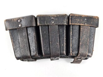 Patronentasche zum K98 Wehrmacht ( für 6 Ladestreifen) Getragenes Stück mit Reichsbetriebsnummer