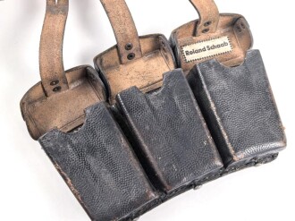Patronentasche zum K98 Wehrmacht ( für 6 Ladestreifen) Getragenes Stück mit Reichsbetriebsnummer