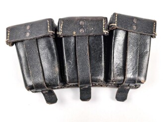 Patronentasche zum K98 Wehrmacht ( für 6 Ladestreifen) Getragenes Stück mit Reichsbetriebsnummer