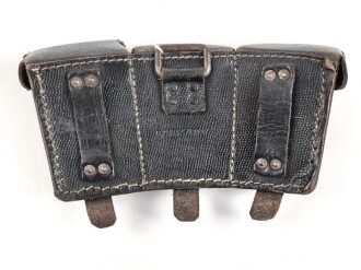 Patronentasche zum K98 Wehrmacht ( für 6 Ladestreifen) Getragenes Stück mit Reichsbetriebsnummer
