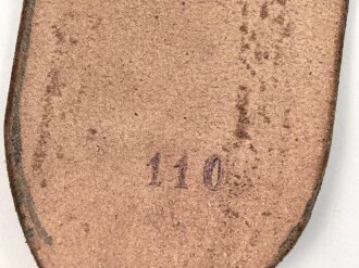 Zweidornkoppel für Offiziere III.Reich. Schwarzes Leder, Höhe 55mm, Gesamtlänge 127cm