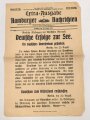 "Extra-Ausgabe Hamburger Nachrichten - Deutsche Erfolge zur See" 20.August 1914, Wandanschlag, 33 x 47 cm