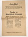"Extrablatt Sonderdienst Hamburgischer Tageszeitung - Annahme der Waffenstillstands-Bedingungen" 11. November 1918, Wandanschlag, 27 x 40 cm