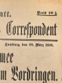 "Extrablatt Hamburgischer Correspondent - Die Kronprinzen Armee in rastlosen Vordringen" 28.März 1918, Wandanschlag, 33 x 47 cm
