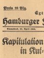 "Extrablatt des Hamburger Fremdenblattes - Kapitulation der Engländer in Kut-el-Amara" 29. April 1916, Wandanschlag, 26x 40 cm