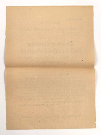 "Extrablatt des Hamburger Fremdenblattes - Dritter erfolgreicher Luftangriff auf England" 3. April 1916, Wandanschlag, 26x 40 cm