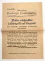 "Extrablatt des Hamburger Fremdenblattes - Dritter erfolgreicher Luftangriff auf England" 3. April 1916, Wandanschlag, 26x 40 cm
