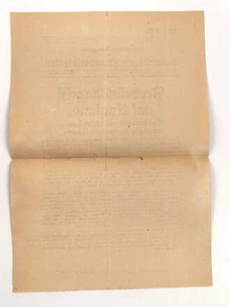 "Sonder-Ausgabe des Hamburger Fremdenblattes - Zeppelin Angriff auf England" 20. Januar 1915, Wandanschlag, 26x 40 cm