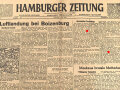 "Hamburger Zeitung - Luftlandung bei Boizenburg" 1. Mai 1945, 1 Seite
