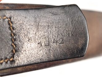 Koppelriemen für Mannschaften des Heeres, Getragenes Stück, datiert 1942, Gesamtlänge 93cm