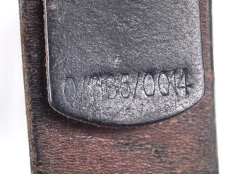 Koppelriemen für Mannschaften des Heeres, Getragenes Stück mit Reichsbetriebsnummer, späte Ausführung, Gesamtlänge 92cm