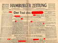 "Hamburger Zeitung - Der Tod des Führer" 2. Mai 1945, 1 Seite