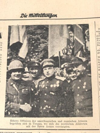 "Sonder-Ausgabe, Die Mitteilungen - Deutschland kapituliert" 9. Mai 1945, 31 x 47 cm