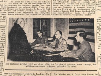 "Sonder-Ausgabe, Die Mitteilungen - Deutschland kapituliert" 9. Mai 1945, 31 x 47 cm