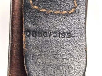Koppelriemen für Mannschaften des Heeres, Getragenes Stück mit Reichsbetriebsnummer, späte Ausführung, Gesamtlänge 99cm