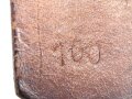 Koppelriemen für Mannschaften des Heeres, Getragenes Stück, späte Ausführung, Gesamtlänge 103cm, Reichsbetriebsnummer aussen gestempelt
