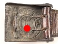 Heer, Koppelschloss für Mannschaften . Eisen lackiert, an Lederzunge von Noeller Lüdenscheid 1940, getragenes Stück