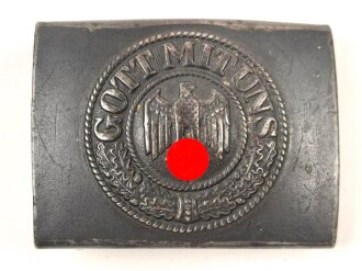 Heer, Koppelschloss für Mannschaften . Eisen blau lackiert, getragenes Stück