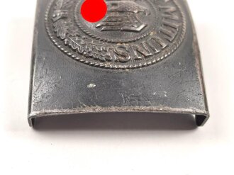 Heer, Koppelschloss für Mannschaften . Eisen blau lackiert, getragenes Stück