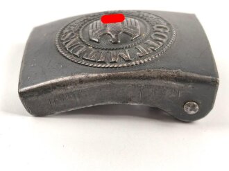 Heer, Koppelschloss für Mannschaften . Eisen blau lackiert, getragenes Stück