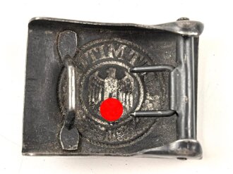 Heer, Koppelschloss für Mannschaften . Eisen blau lackiert, getragenes Stück