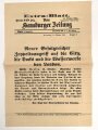 "Extra-Blatt Neue Hamburger Zeitung - Neuer Erfolgreicher Zeppelinangriff auf die City, die Docks und die Waffenwerke von London" 14. Oktober 1915, Wandanschlag, 24 x 34 cm