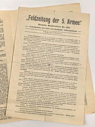 1.Weltkrieg "Feldzeitung der 5. Armee" 3. Mai...