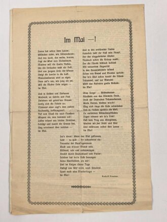 1.Weltkrieg "Feldzeitung der 5. Armee" 3. Mai 1915, 21 x 31 cm